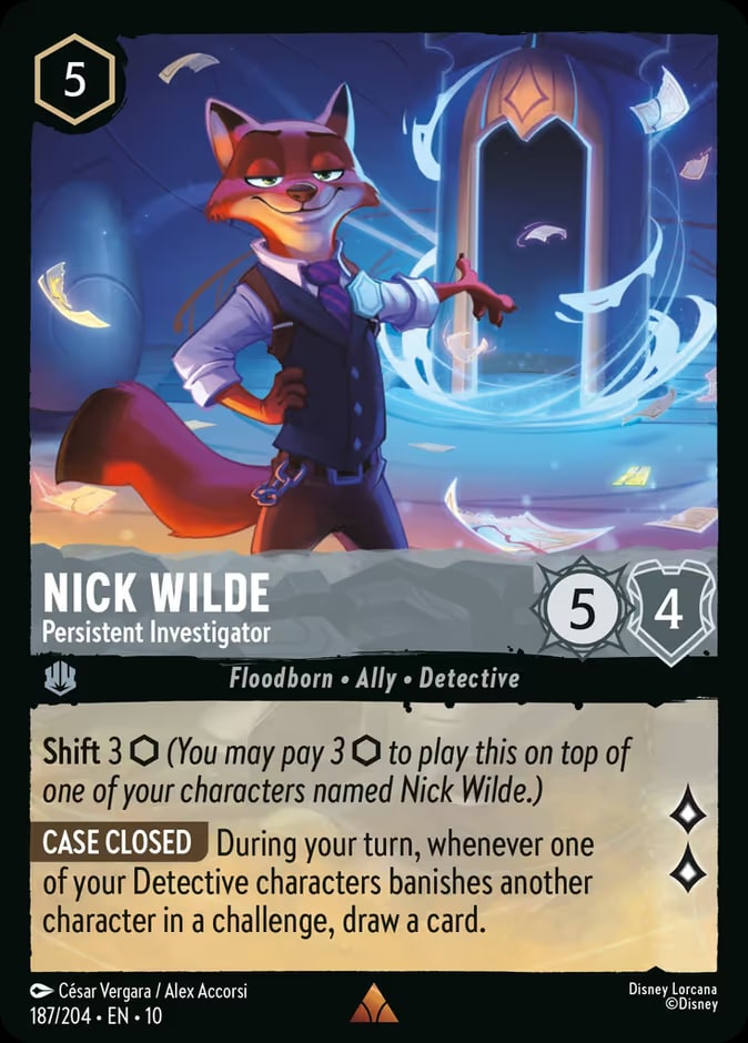 Whispers in the Well - 187 - Nick Wilde - Persistent Investigator - Rare - Foil
