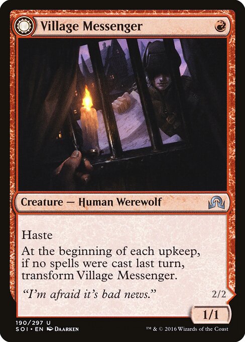 Shadows over Innistrad - 190 - Village Messenger // Moonrise Intruder - Uncommon