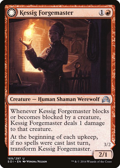 Shadows over Innistrad - 169 - Kessig Forgemaster // Flameheart Werewolf - Uncommon