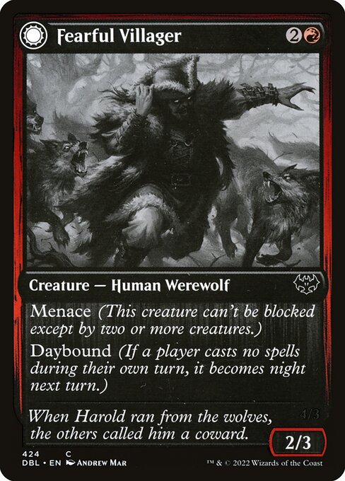 Innistrad: Double Feature - 424 - Fearful Villager // Fearsome Werewolf - Common