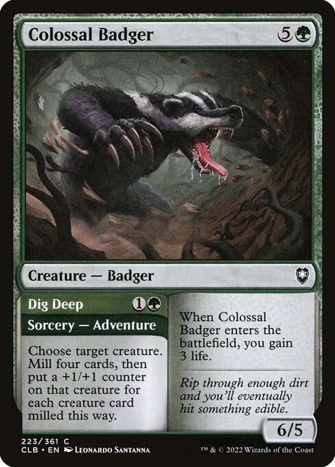 Commander Legends: Battle for Baldur's Gate - 223 - Colossal Badger // Dig Deep - Common - Foil