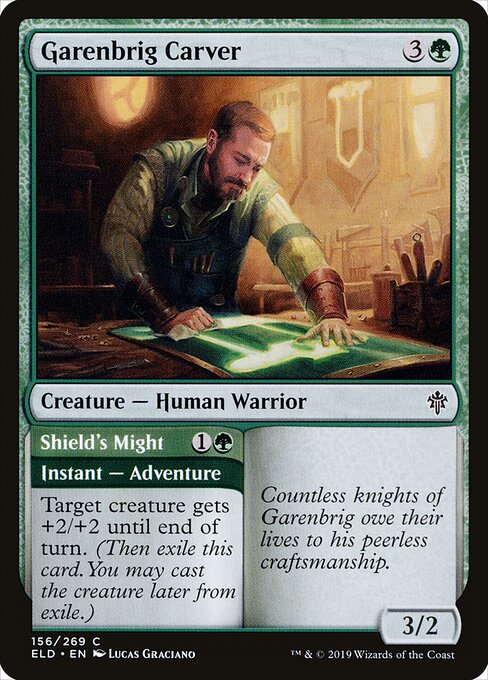 Throne of Eldraine - 156 - Garenbrig Carver // Shield's Might - Common