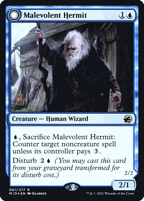 Innistrad: Midnight Hunt Promos - 61s - Malevolent Hermit // Benevolent Geist - Rare