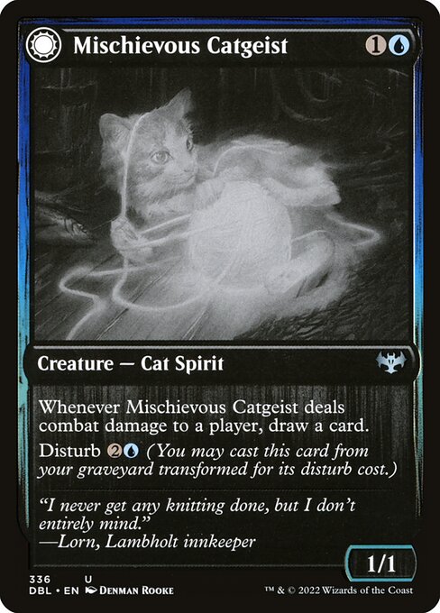 Innistrad: Double Feature - 336 - Mischievous Catgeist // Catlike Curiosity - Uncommon