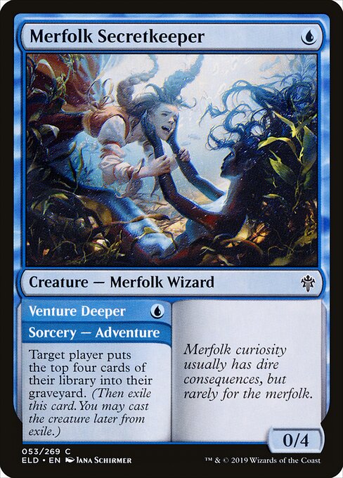 Throne of Eldraine - 53 - Merfolk Secretkeeper // Venture Deeper - Common