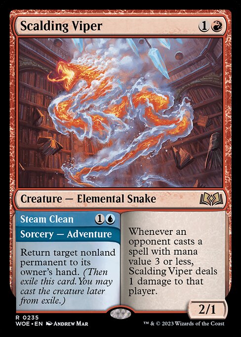 Wilds of Eldraine - 235 - Scalding Viper // Steam Clean - Rare