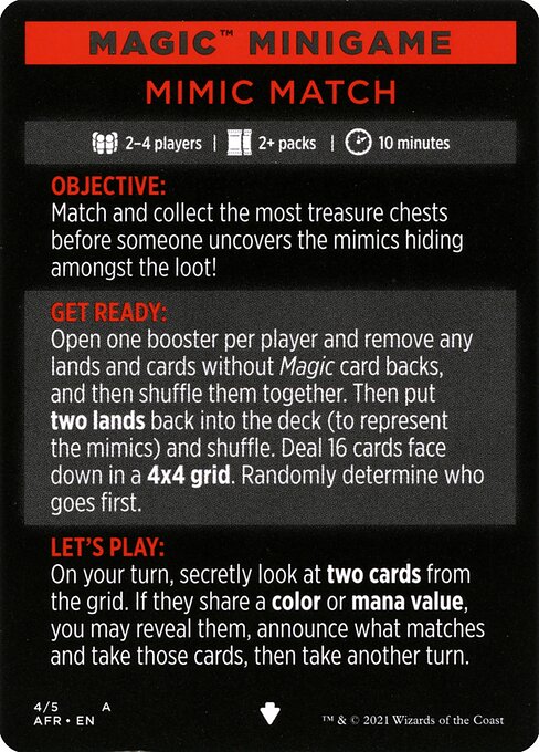Adventures in the Forgotten Realms Minigames - 4 - Mimic Match // Mimic Match (cont'd) - Common