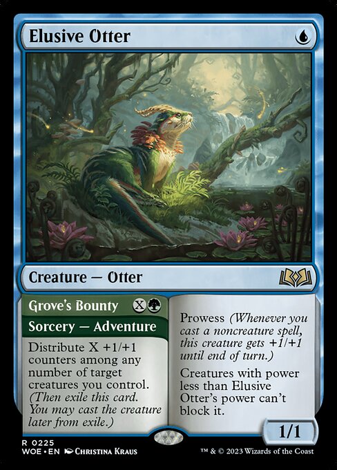 Wilds of Eldraine - 225 - Elusive Otter // Grove's Bounty - Rare