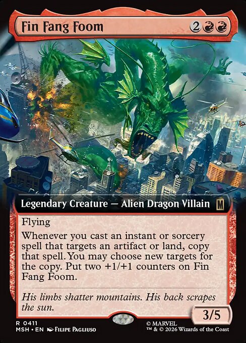 Marvel Super Heroes - 411 - Fin Fang Foom - Rare - Extended Art Foil