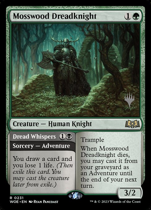 Wilds of Eldraine Promos - 231p - Mosswood Dreadknight // Dread Whispers - Rare