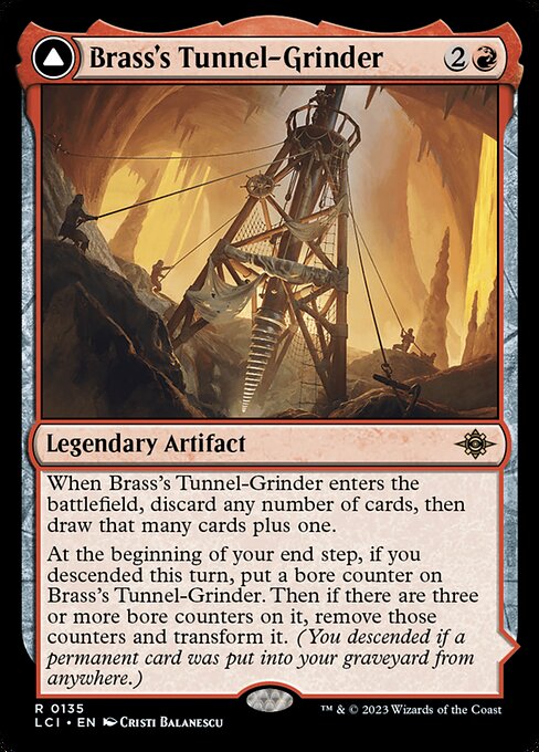 The Lost Caverns of Ixalan - 135 - Brass's Tunnel-Grinder // Tecutlan, the Searing Rift - Rare
