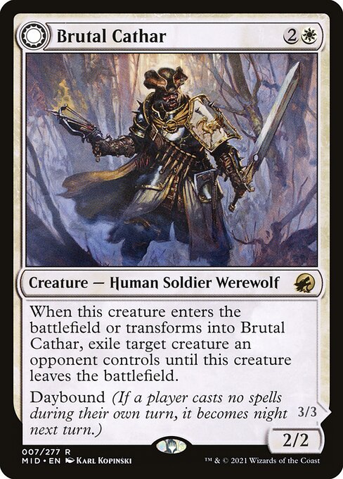 Innistrad: Midnight Hunt - 7 - Brutal Cathar // Moonrage Brute - Rare