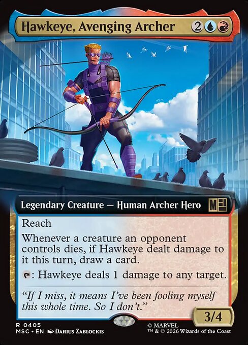 Marvel Super Heroes Commander - 405 - Hawkeye, Avenging Archer - Rare