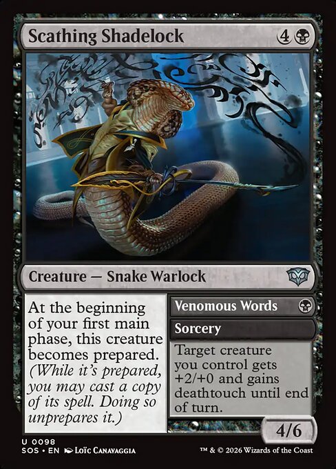 Secrets of Strixhaven - 98 - Scathing Shadelock // Venomous Words - Uncommon - Foil