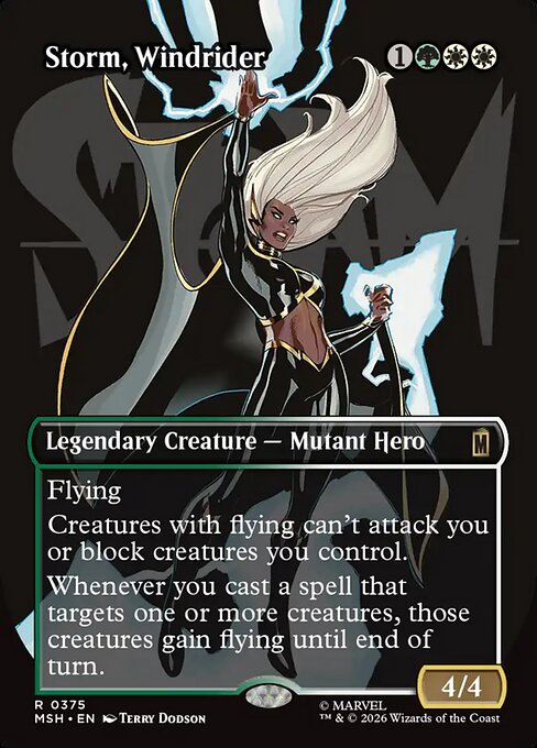 Marvel Super Heroes - 375 - Storm, Windrider - Rare - Borderless Foil