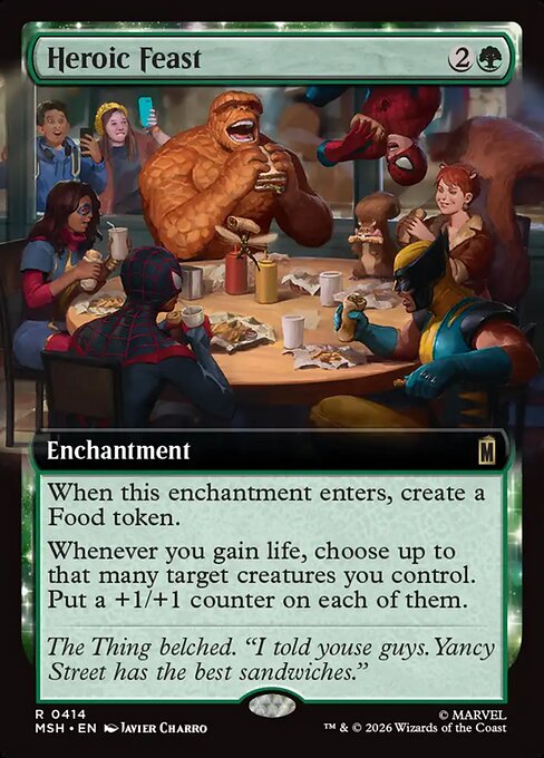 Marvel Super Heroes - 414 - Heroic Feast - Rare - Extended Art Foil