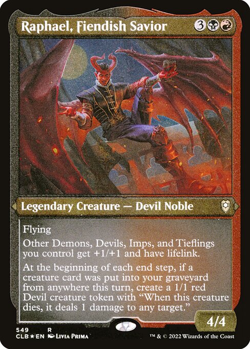 Commander Legends: Battle for Baldur's Gate - 549 - Raphael, Fiendish Savior - Rare - Etched Foil