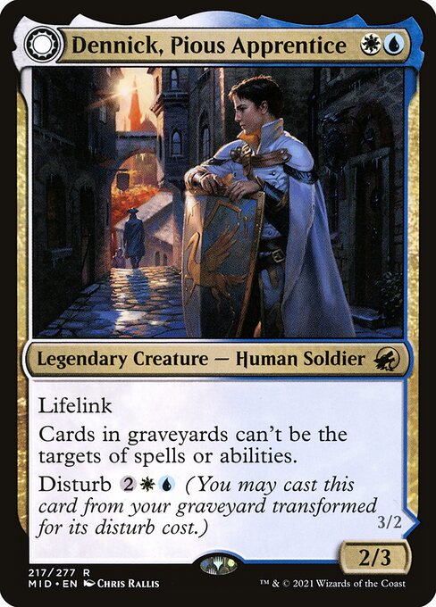 Innistrad: Midnight Hunt - 217 - Dennick, Pious Apprentice // Dennick, Pious Apparition - Rare