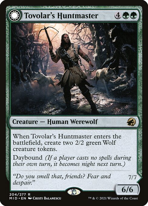 Innistrad: Midnight Hunt - 204 - Tovolar's Huntmaster // Tovolar's Packleader - Rare