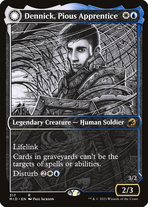 Innistrad: Midnight Hunt - 317 - Dennick, Pious Apprentice // Dennick, Pious Apparition - Rare