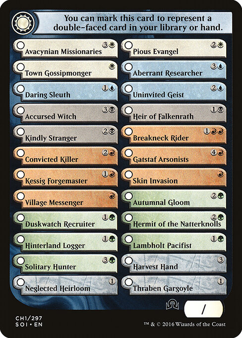 Shadows over Innistrad Tokens - CH1 - Shadows Over Innistrad Checklist 1 - Common