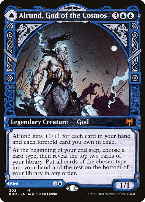 Kaldheim - 302 - Alrund, God of the Cosmos // Hakka, Whispering Raven - Mythic