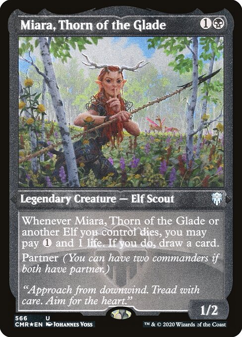 Commander Legends - 566 - Miara, Thorn of the Glade - Uncommon - Etched Foil