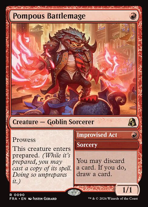Reality Fracture - 90 - Pompous Battlemage // Improvised Act - Rare - Foil