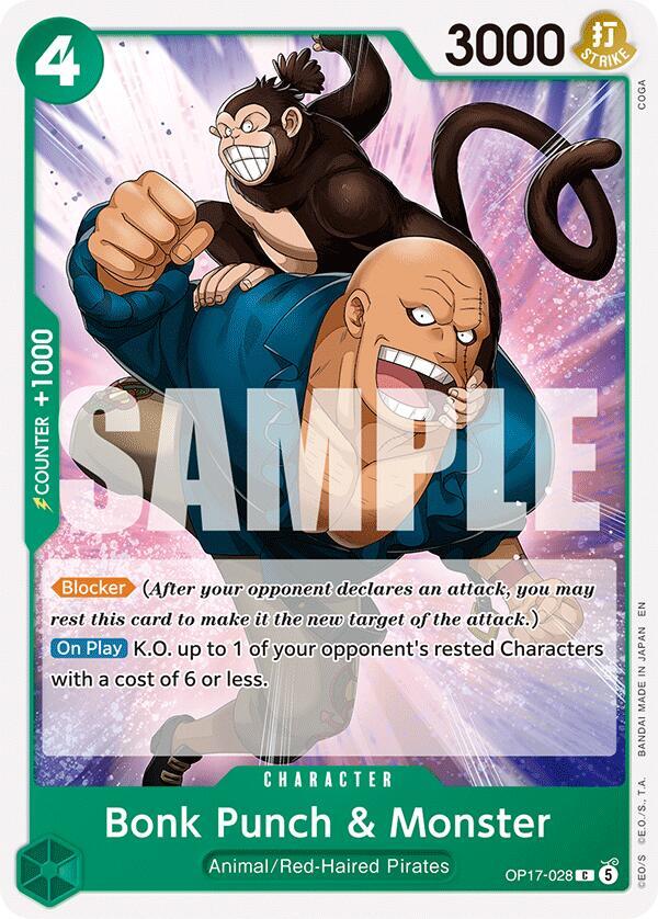 The World's Strongest Warriors - OP17-028 - Bonk Punch & Monster - C