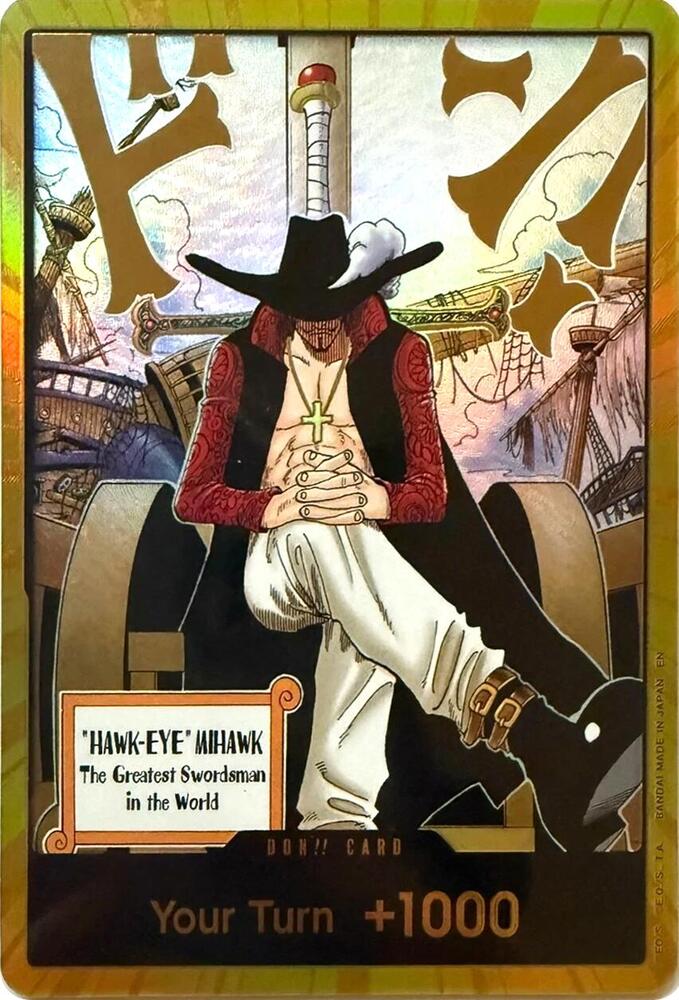 The Azure Sea's Seven - DON-672186 - DON!! Card (Dracule Mihawk) (Gold) - DON!! - Foil (Gold)