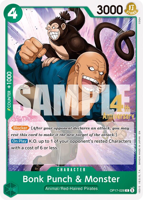 The World's Strongest Warriors - OP17-028 - Bonk Punch & Monster - C - Release Event