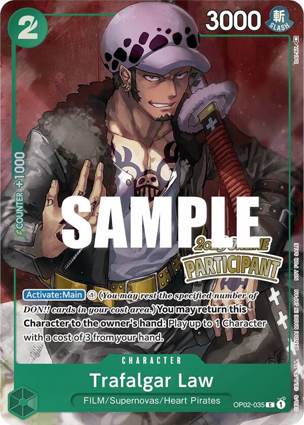 One Piece Promotion Cards - OP02-035 - Trafalgar Law (Online Regional 2023) [Participant] - PR