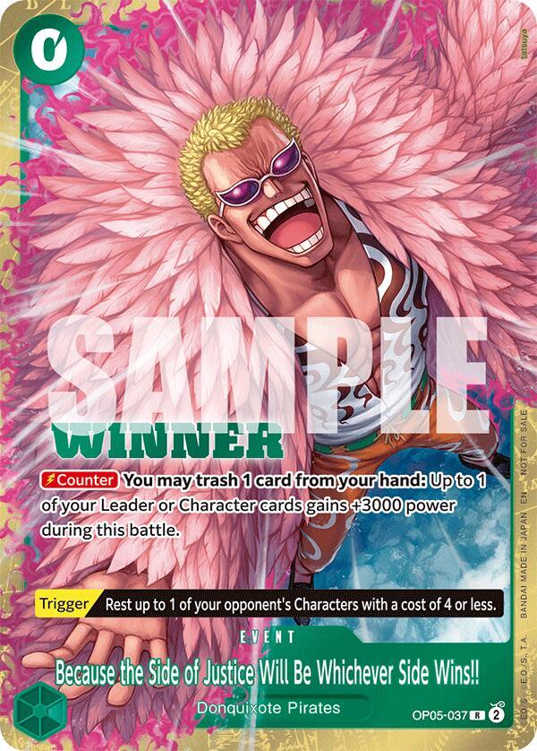 One Piece Promotion Cards - OP05-037 - Because the Side of Justice Will Be Whichever Side Wins!! (Winner Pack 2025 Vol. 4) - R
