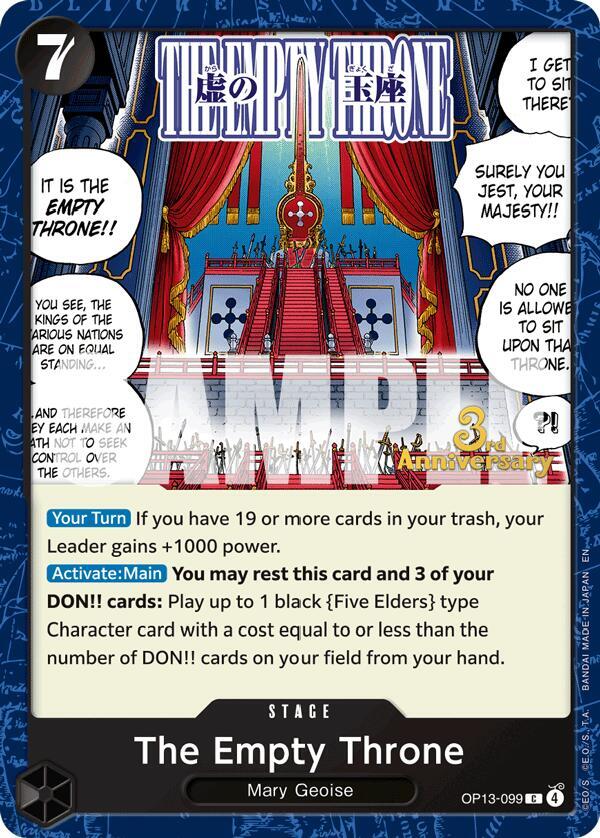 Carrying On His Will: 3rd Anniversary Tournament Cards - OP13-099 - The Empty Throne - C