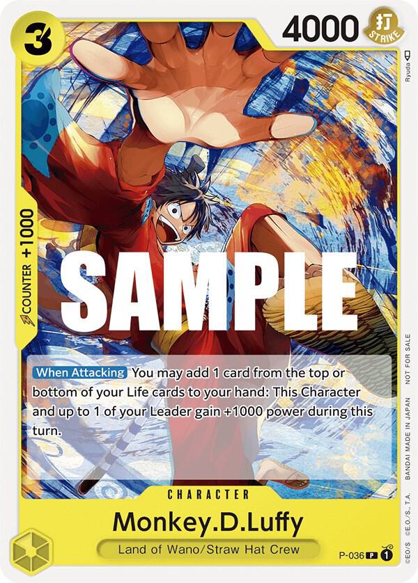 One Piece Promotion Cards - P-036 - Monkey.D.Luffy (Pre-Release Tournament) - PR