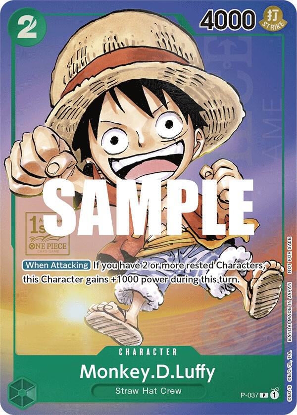 One Piece Promotion Cards - P-037 - Monkey.D.Luffy (037) (1st Anniversary Tournament) - PR