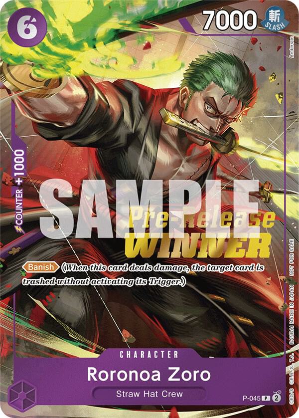 One Piece Promotion Cards - P-045 - Roronoa Zoro (OP-06 Pre-Release Tournament) [Winner] - PR