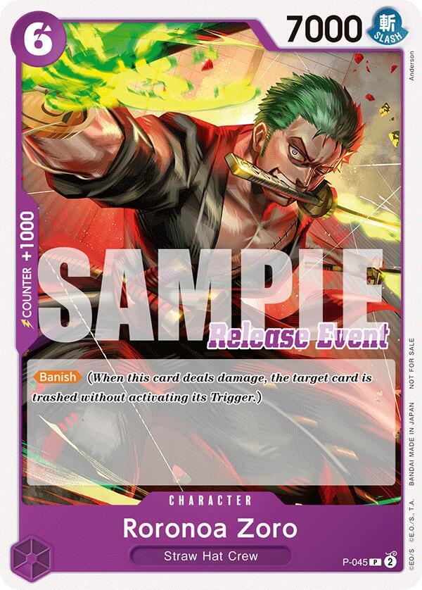 One Piece Promotion Cards - P-045 - Roronoa Zoro (ST15 - ST20 Release Event Pack) - PR