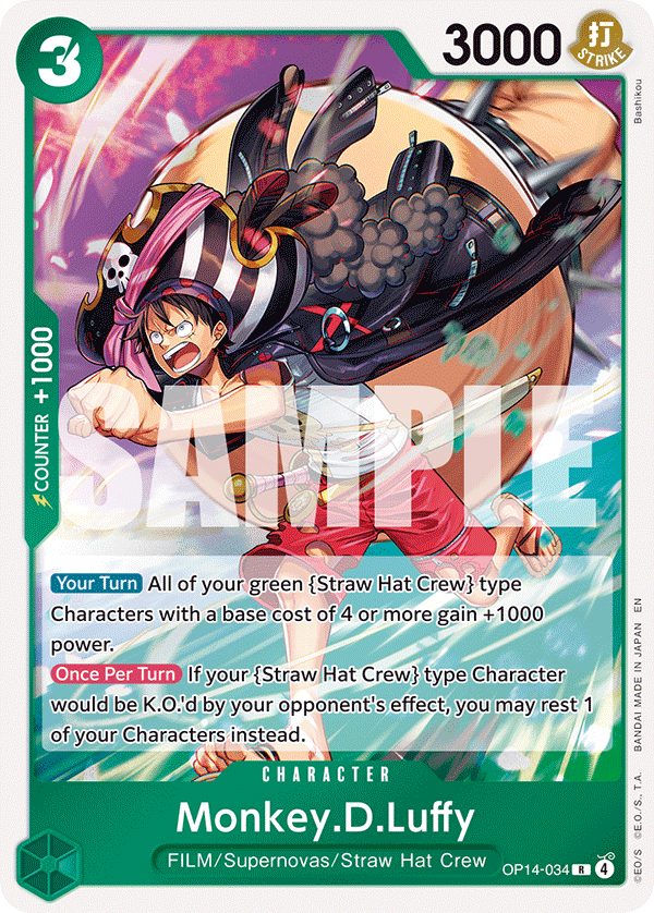 The Azure Sea's Seven - OP14-034 - Monkey.D.Luffy - OP14-34 - R - Foil