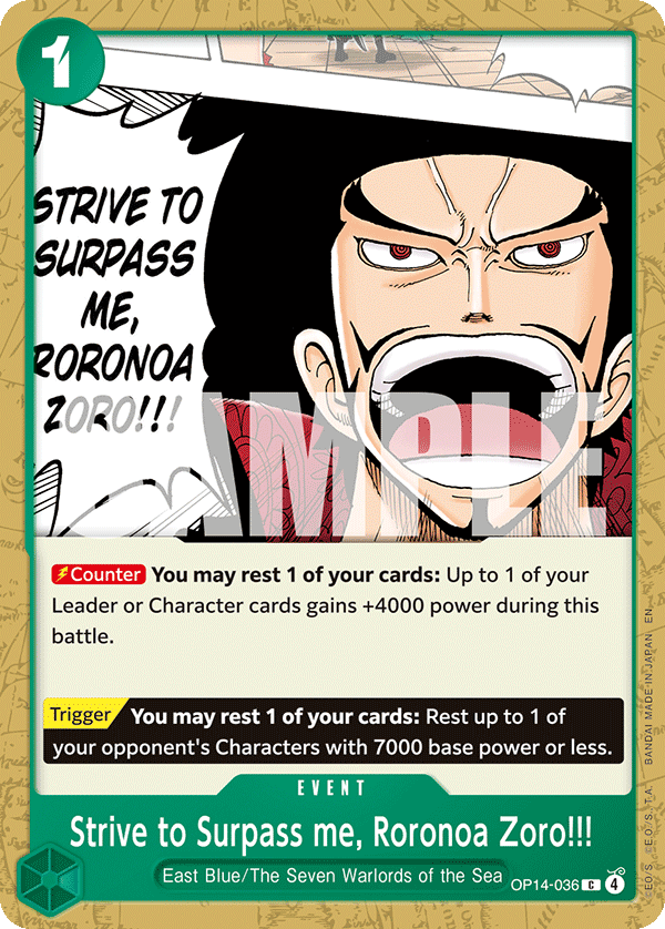 The Azure Sea's Seven - OP14-036 - Strive to Surpass me, Roronoa Zoro!!! - C