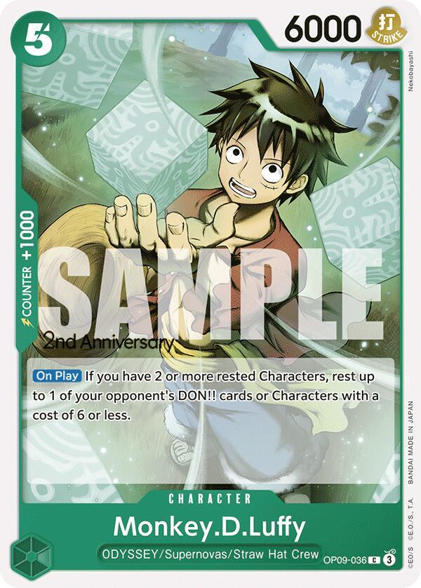 Emperors in the New World: 2nd Anniversary Tournament Cards - OP09-036 - Monkey.D.Luffy (036) - C