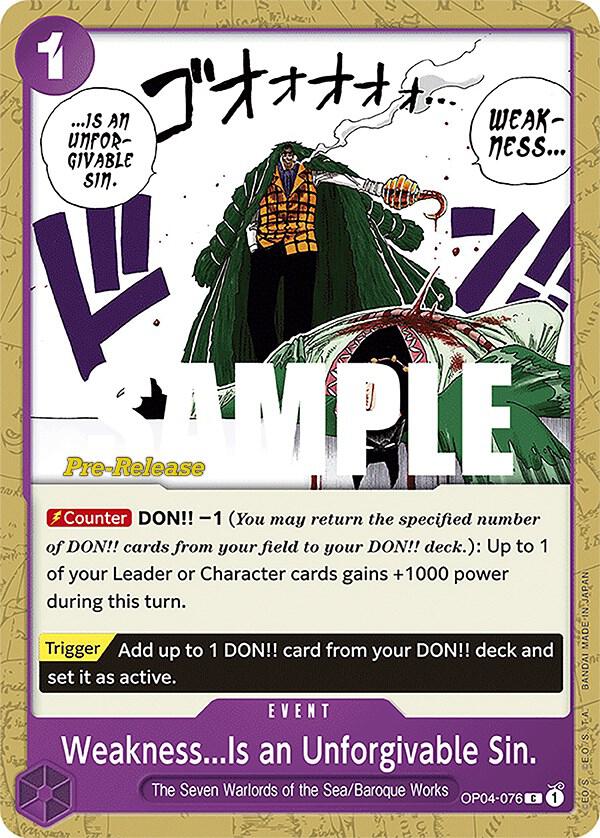 Kingdoms of Intrigue Pre-Release Cards - OP04-076 - Weakness...Is an Unforgivable Sin. - C