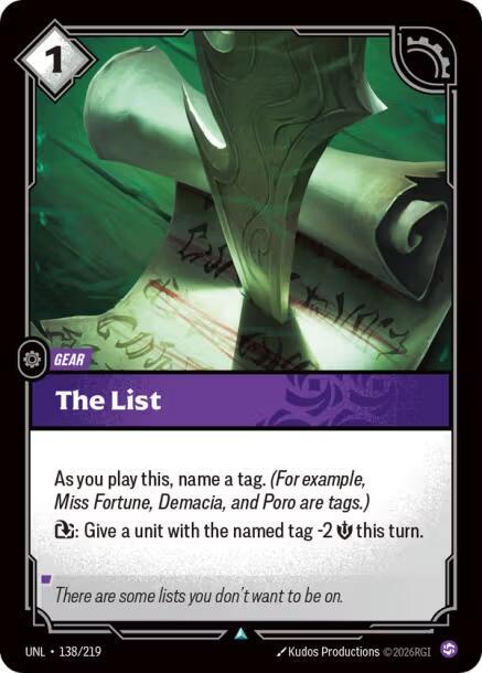 Unleashed - 138/219 - The List - Uncommon