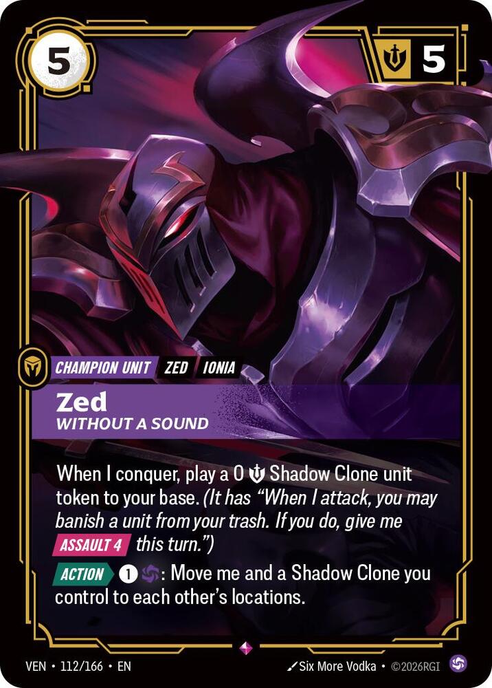 Vendetta - 112/166 - Zed, Without a Sound - Rare - Foil