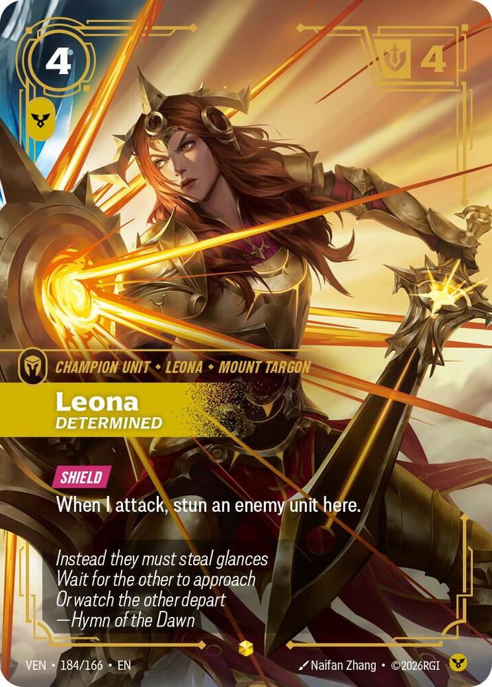 Vendetta - 184/166 - Leona, Determined (Overnumbered) - Showcase - Foil