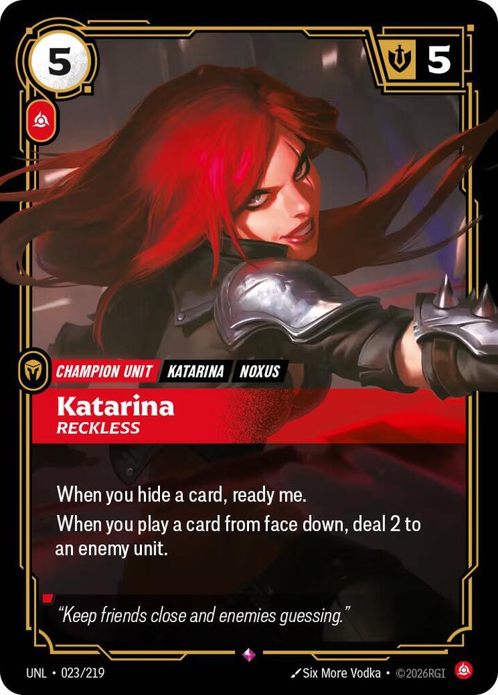 Unleashed - 023/219 - Katarina - Reckless - Rare - Foil