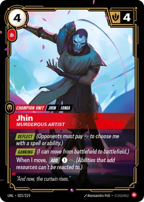 Unleashed - 022/219 - Jhin - Murderous Artist - Rare - Foil
