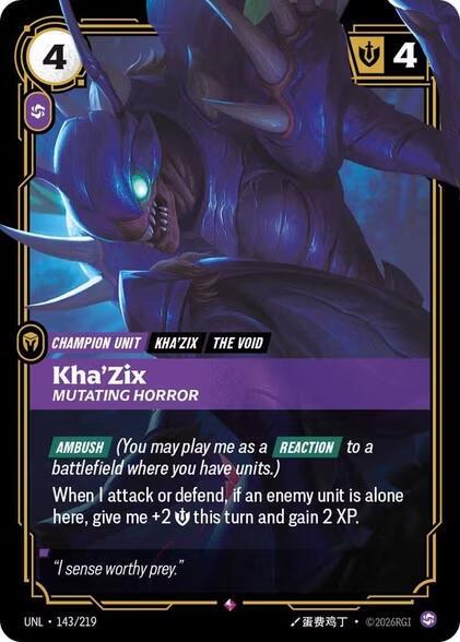 Unleashed - 143/219 - Kha'Zix - Mutating Horror - Rare - Foil