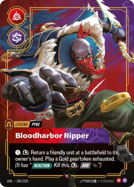 Unleashed - 185/219 - Pyke - Bloodharbor Ripper - Rare - Foil