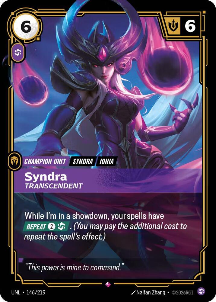 Unleashed - 146/219 - Syndra - Transcendent - Rare - Foil